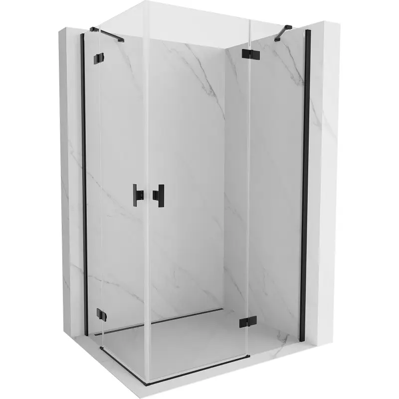 MEXEN/S Mist H Duo sprchový kout dveře křídlové 75 x 90, transparent, černá 8A5-075L-090P-70-00