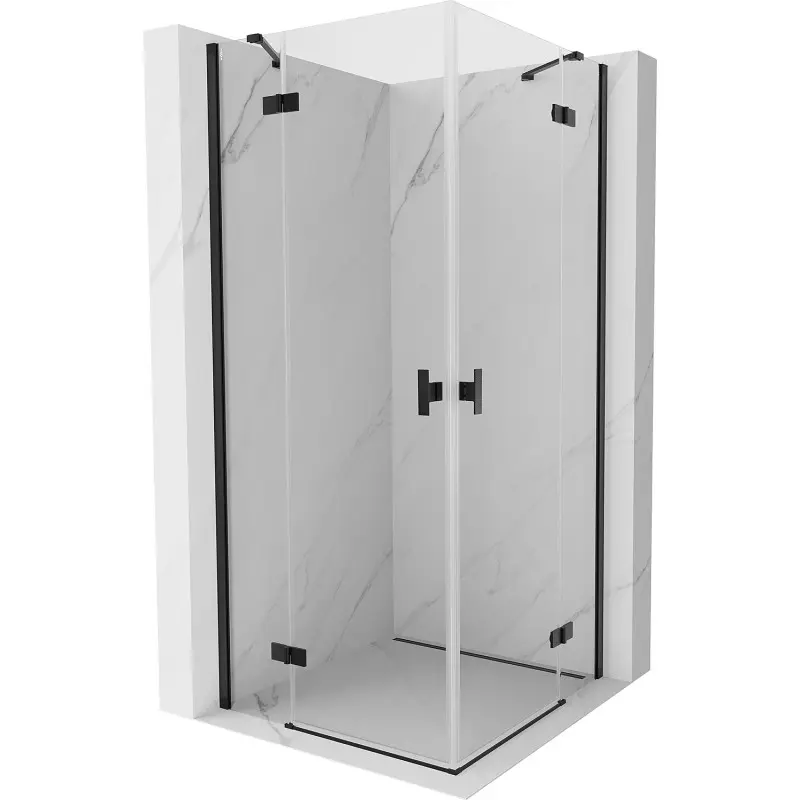 MEXEN/S Mist H Duo sprchový kout dveře křídlové 80 x 80, transparent, černá 8A5-080L-080P-70-00