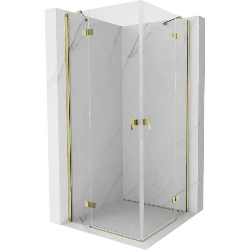 MEXEN/S Mist H Duo sprchový kout dveře křídlové 85 x 85, transparent, zlato 8A5-085L-085P-50-00