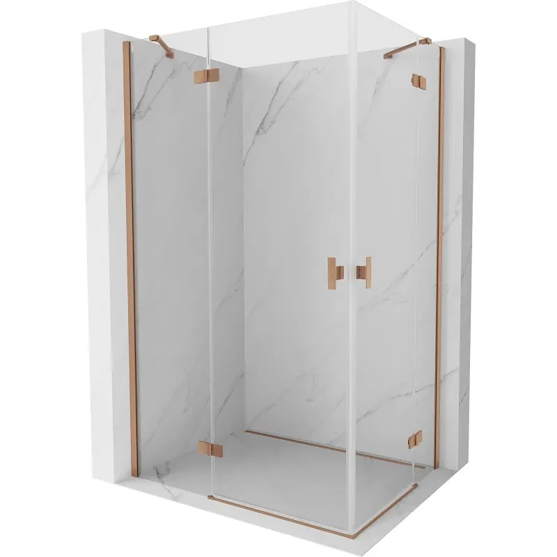 MEXEN/S Mist H Duo sprchový kout dveře křídlové 100 x 85, transparent, měď kartáčovaná 8A5-100L-085P-65-00
