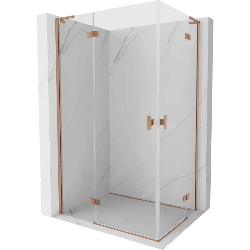 MEXEN/S Mist-H L Duo sprchový kout dveře křídlové 75 x 70, transparent, měď kartáčovaná 8A5L-075L-070P-65-00