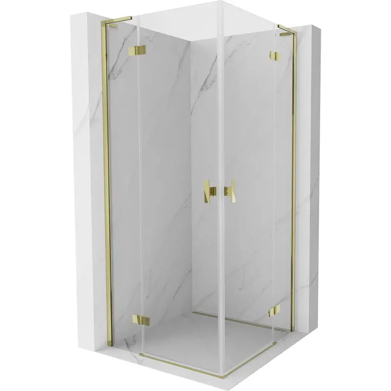 MEXEN/S Mist-H L Duo sprchový kout dveře křídlové 85 x 85, transparent, zlato 8A5L-085L-085P-50-00