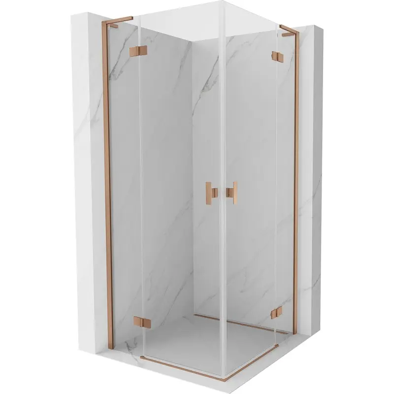 MEXEN/S Mist-H L Duo sprchový kout dveře křídlové 95 x 95, transparent, měď kartáčovaná 8A5L-095L-095P-65-00