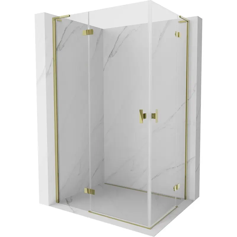 MEXEN/S Mist-H L Duo sprchový kout dveře křídlové 105 x 85, transparent, zlato 8A5L-105L-085P-50-00