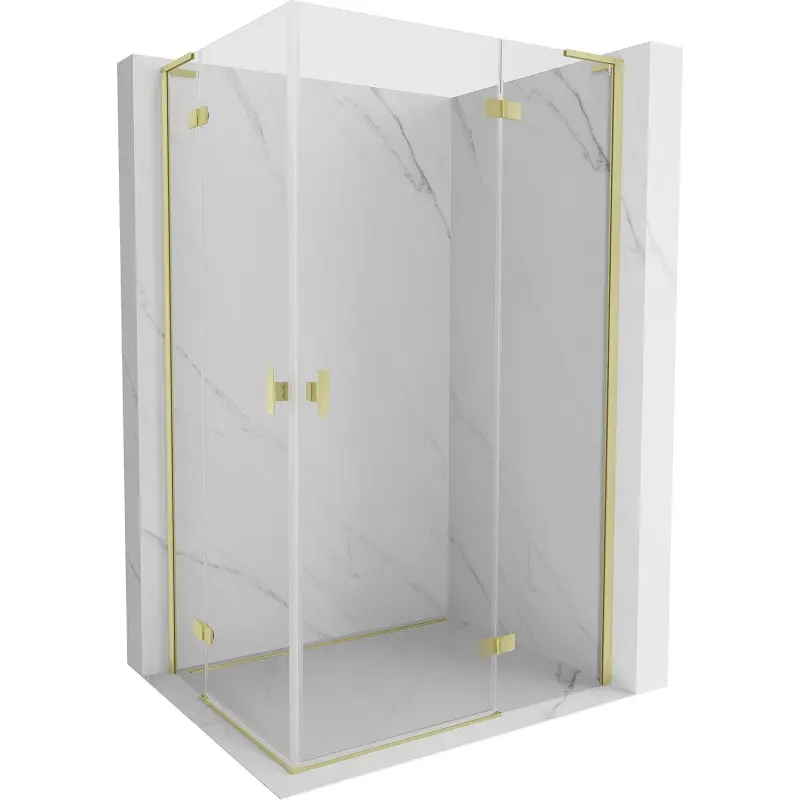 MEXEN/S Mist-H L Duo sprchový kout dveře křídlové 80 x 100, transparent, zlato kartáčovaná 8A5L-080L-100P-55-00
