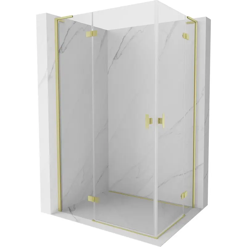 MEXEN/S Mist-H L Duo sprchový kout dveře křídlové 105 x 75, transparent, zlato kartáčovaná 8A5L-105L-075P-55-00