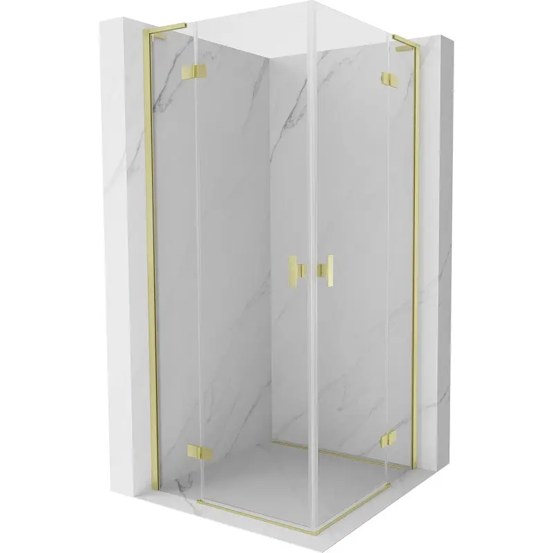 MEXEN/S Mist-H L Duo sprchový kout dveře křídlové 120 x 120, transparent, zlato kartáčovaná 8A5L-120L-120P-55-00