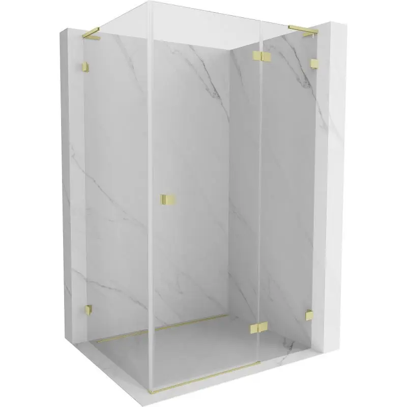 MEXEN/S Lunar L sprchový kout dveře křídlové pravá 70 x 80, transparent, zlato kartáčovaná 834L-070-080-55-00-P
