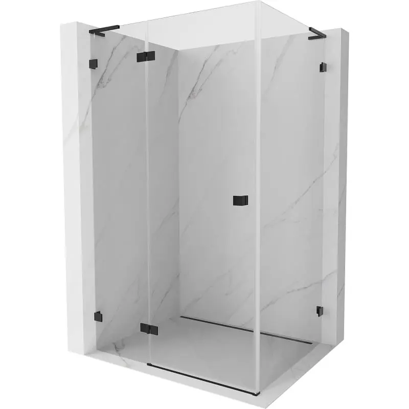 MEXEN/S Lunar L sprchový kout dveře křídlové levá 80 x 90, transparent, černá 834L-080-090-70-00-L