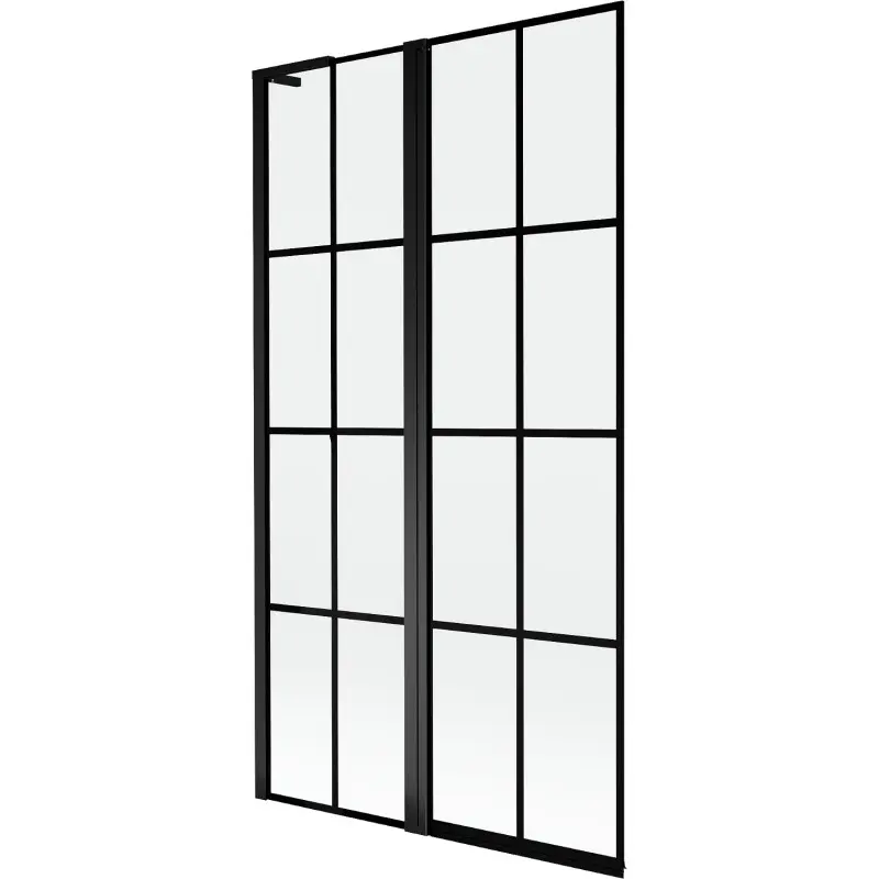 MEXEN/S Mist L vanová zástěna 2-křídlová levá 100 x 150, černá kratka, černá 8A9L-100-011-70-77-L
