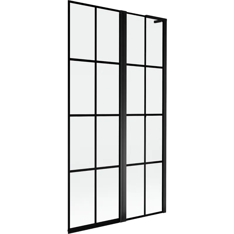 MEXEN/S Mist L vanová zástěna 2-křídlová pravá 100 x 150, černá kratka, černá 8A9L-100-011-70-77-P