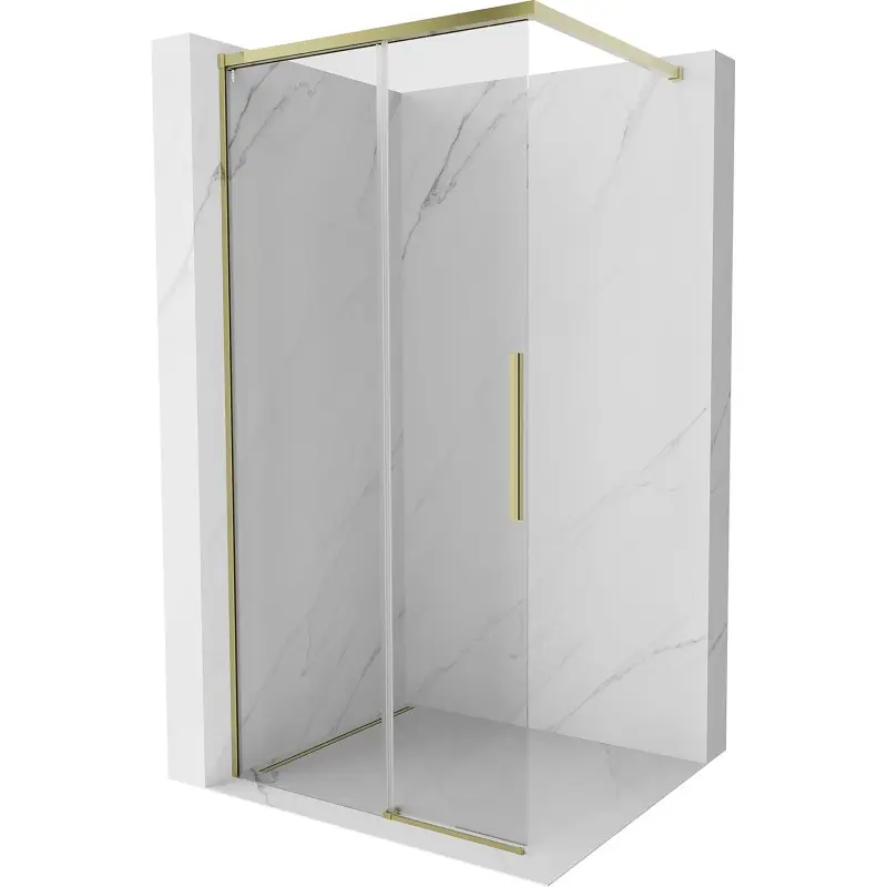 MEXEN/S Rox Sprchová zástěna WALK-IN 70 x 200, transparent 8 mm, zlato 8C2-070-003-50-00