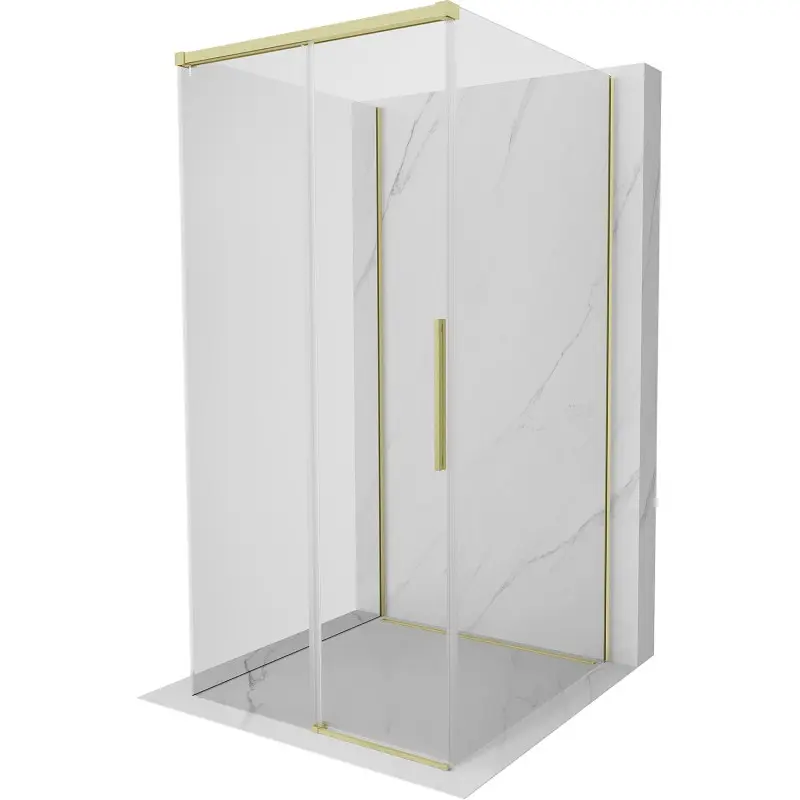 MEXEN/S Rox-3S sprchový kout 3 stěnný , posuvný 100 x 100, transparent, zlato kartáčovaná 8C2-100-100-55-00-3S