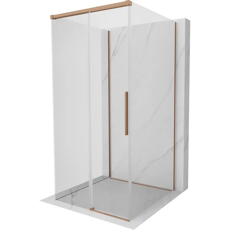 MEXEN/S Rox-3S sprchový kout 3 stěnný , posuvný 100 x 100, transparent, měď kartáčovaná 8C2-100-100-65-00-3S