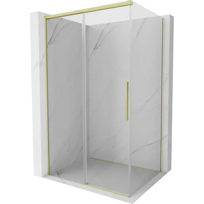 MEXEN/S Rox sprchový kout posuvný 125 x 120, transparent, zlato kartáčovaná 8C2-125-120-55-00