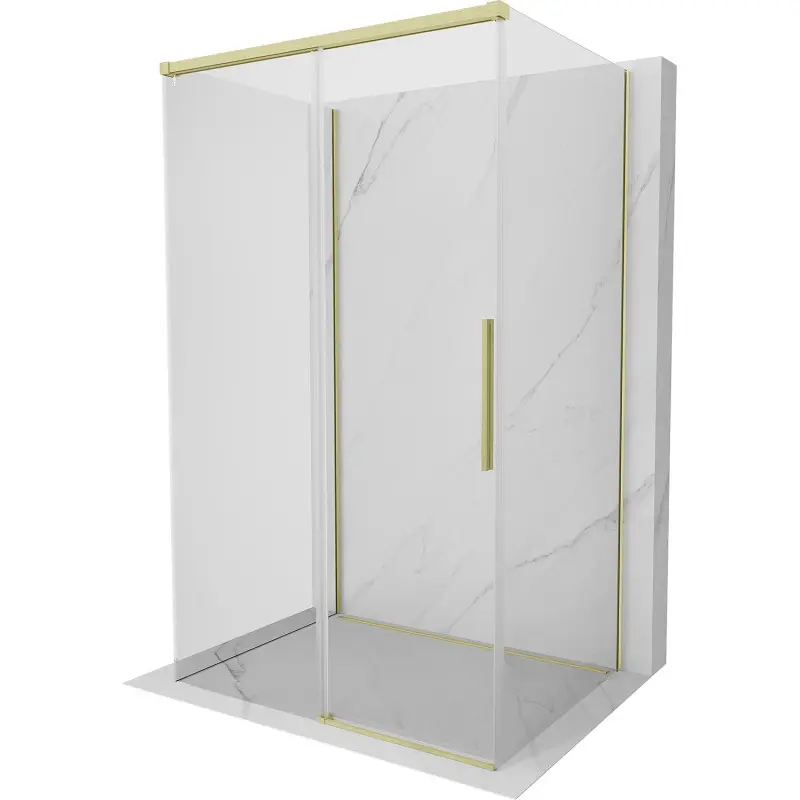 MEXEN/S Rox-3S sprchový kout 3 stěnný , posuvný 155 x 90, transparent, zlato kartáčovaná 8C2-155-090-55-00-3S