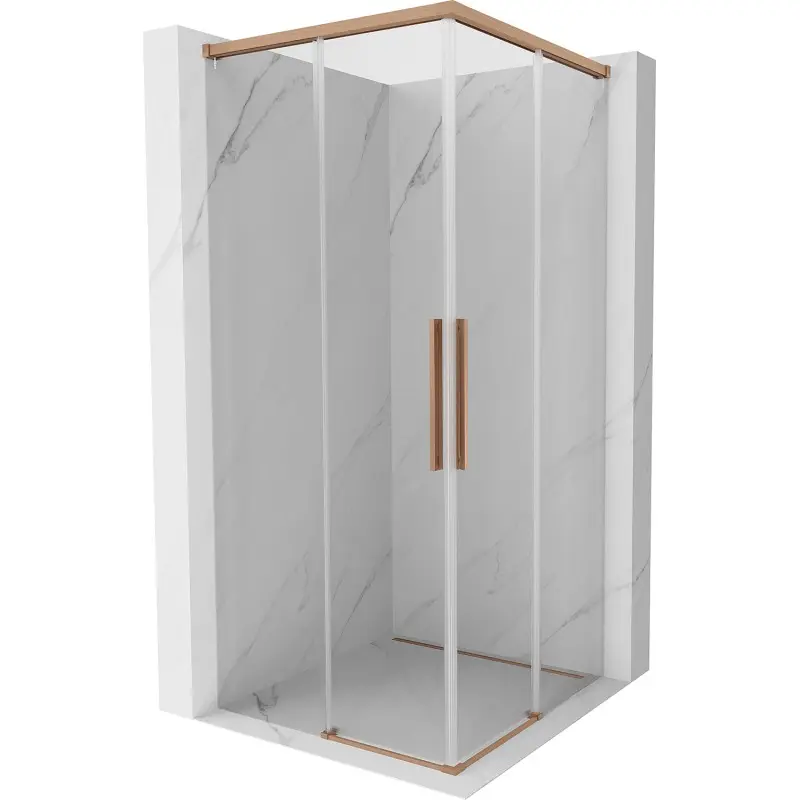 MEXEN/S Rox Duo sprchový kout posuvný 85 x 85, transparent, měď kartáčovaná 8C2D-085-085-65-00