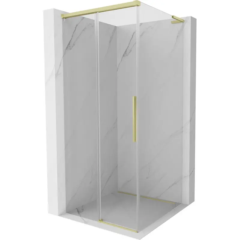 MEXEN/S Rox L sprchový kout posuvný 95 x 95, transparent, zlato kartáčovaná 8C2L-095-095-55-00