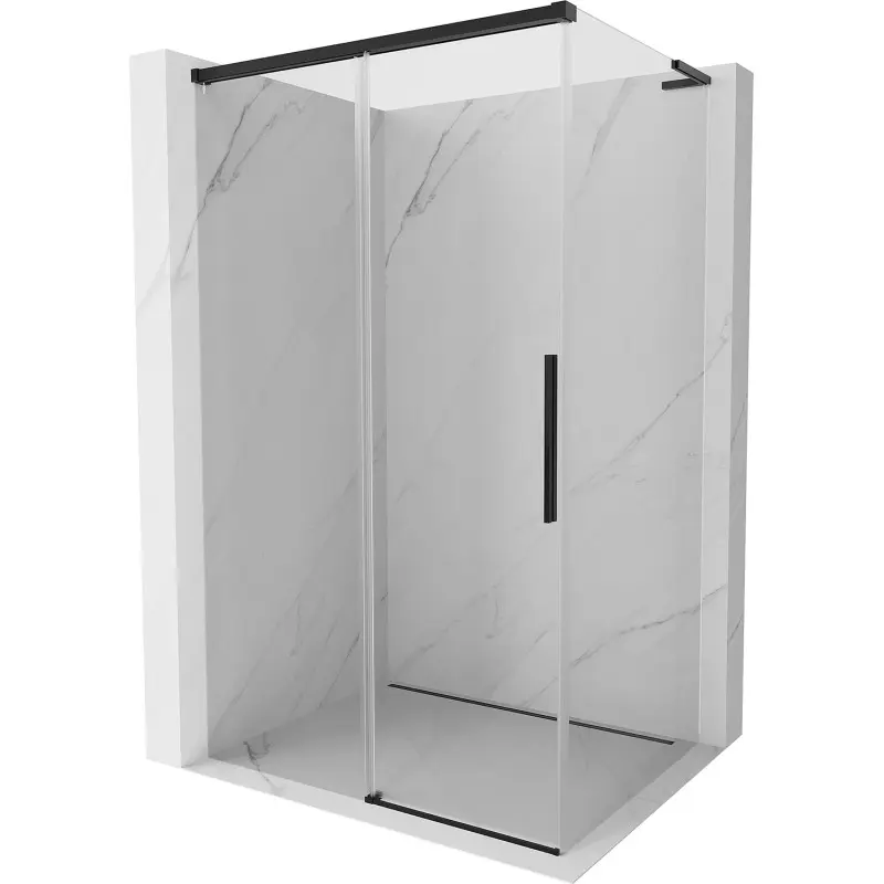 MEXEN/S Rox L sprchový kout posuvný 100 x 75, transparent, černá 8C2L-100-075-70-00