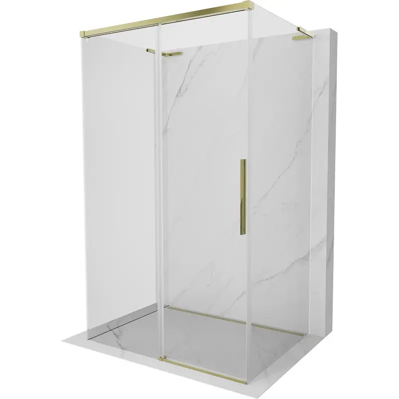 MEXEN/S Rox-3S L sprchový kout 3 stěnný , posuvný 140 x 120, transparent, zlato 8C2L-140-120-50-00-3S