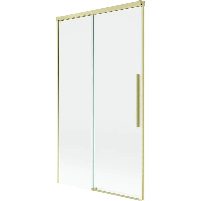 MEXEN/S Rox vanová zástěna 2-křídlová posuvná 100 x 150, transparent, zlatá kartáčovaná 8C9-100-001-55-00