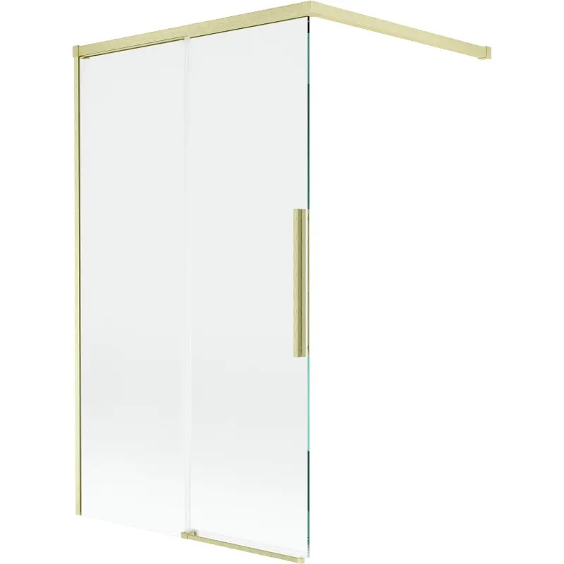 MEXEN/S Rox vanová zástěna 2-křídlová posuvná 100 x 150, transparent, zlatá kartáčovaná 8C9-100-003-55-00
