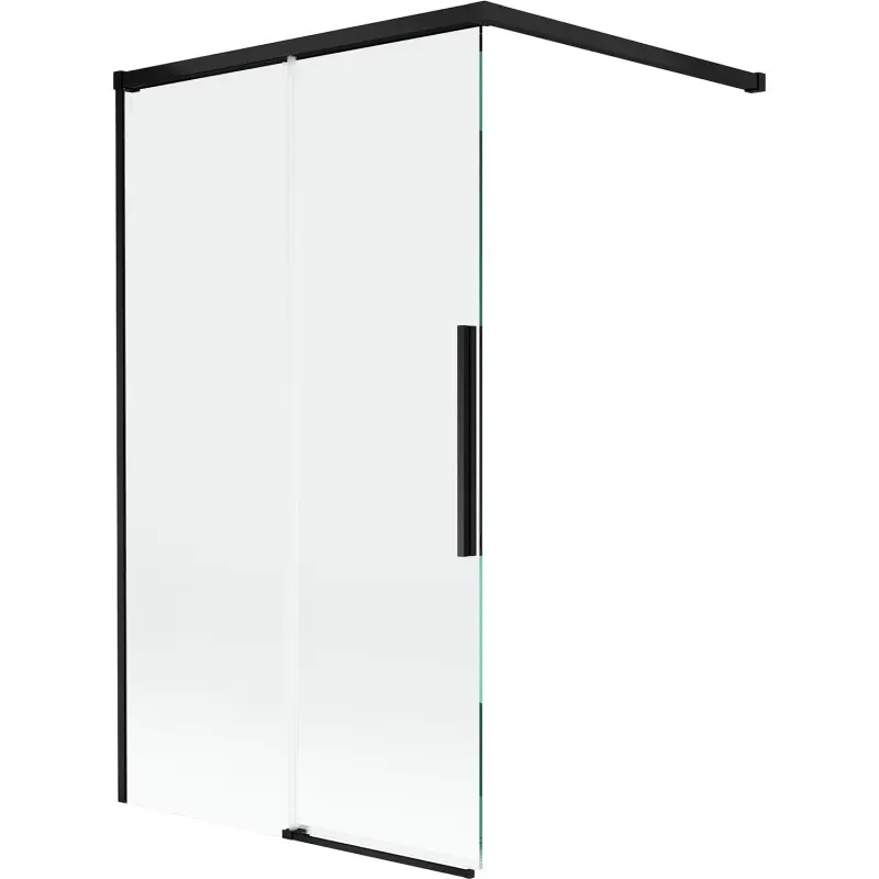 MEXEN/S Rox vanová zástěna 2-křídlová posuvná 100 x 150, transparent, černá 8C9-100-003-70-00