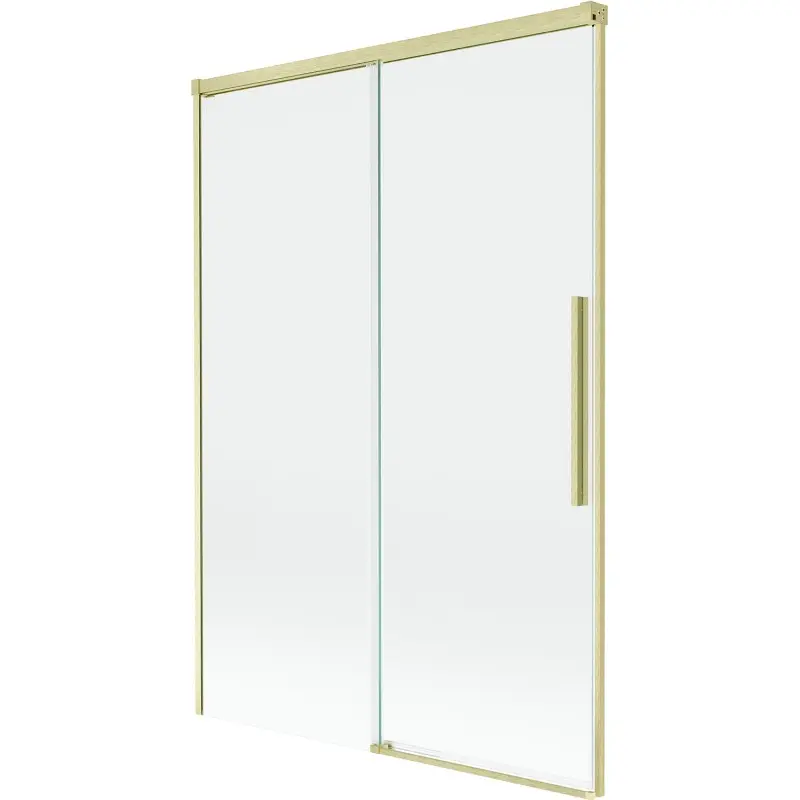 MEXEN/S Rox vanová zástěna 2-křídlová posuvná 120 x 150, transparent, zlatá kartáčovaná 8C9-120-001-55-00