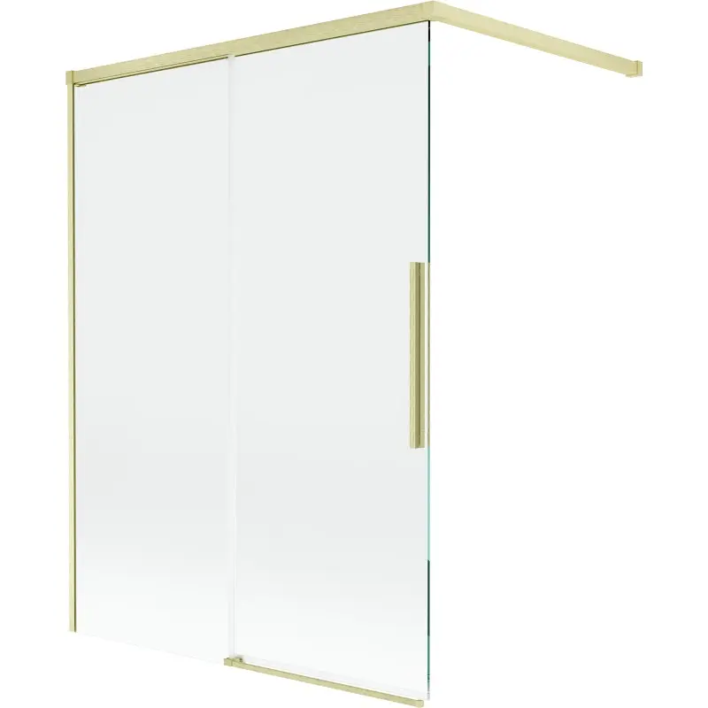 MEXEN/S Rox vanová zástěna 2-křídlová posuvná 120 x 150, transparent, zlatá kartáčovaná 8C9-120-003-55-00