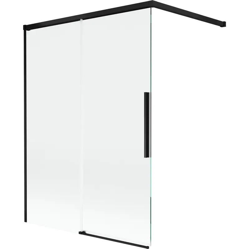 MEXEN/S Rox vanová zástěna 2-křídlová posuvná 120 x 150, transparent, černá 8C9-120-003-70-00