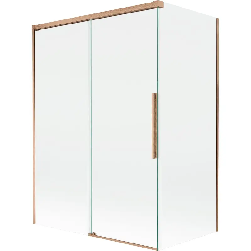 MEXEN/S Rox vanová zástěna 2-křídlová posuvná 120 + 70 x 150, transparent, měď kartáčovaná 8C9-120-070-65-00