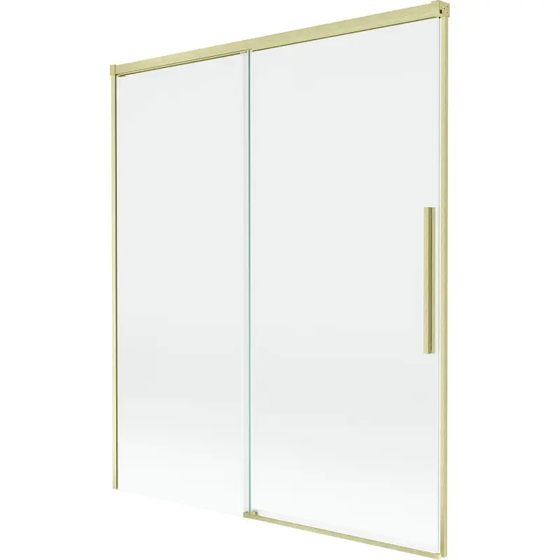 MEXEN/S Rox vanová zástěna 2-křídlová posuvná 140 x 150, transparent, zlatá kartáčovaná 8C9-140-001-55-00