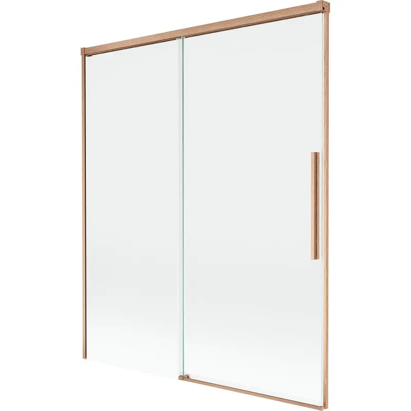 MEXEN/S Rox vanová zástěna 2-křídlová posuvná 140 x 150, transparent, měď kartáčovaná 8C9-140-001-65-00
