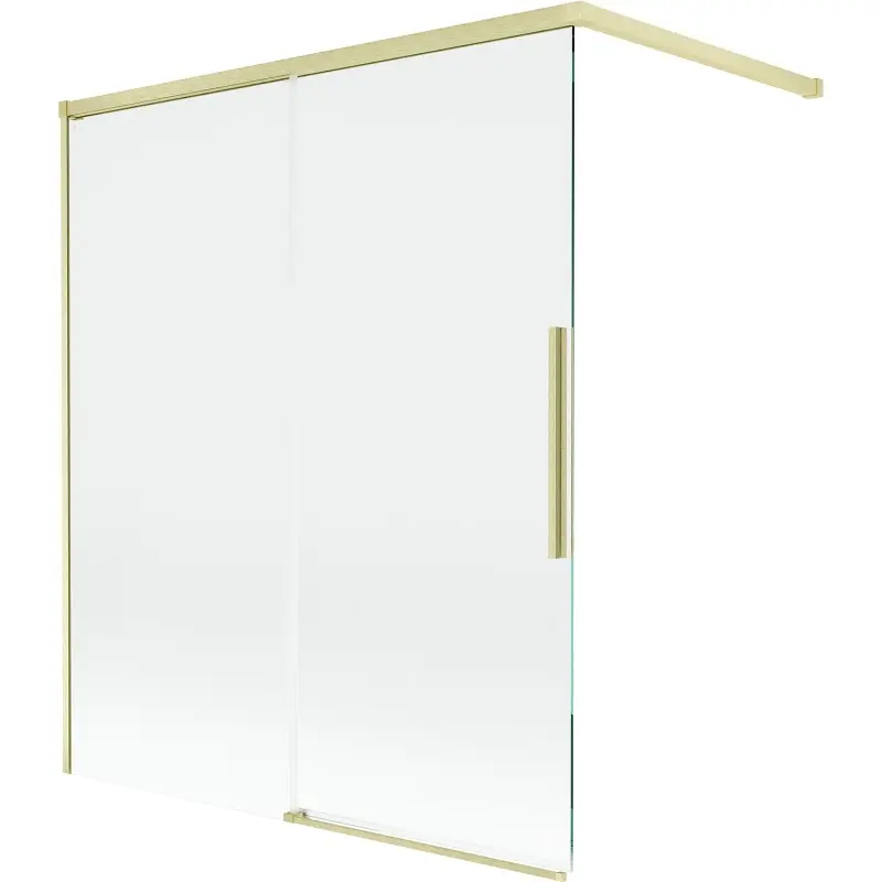 MEXEN/S Rox vanová zástěna 2-křídlová posuvná 140 x 150, transparent, zlatá kartáčovaná 8C9-140-003-55-00