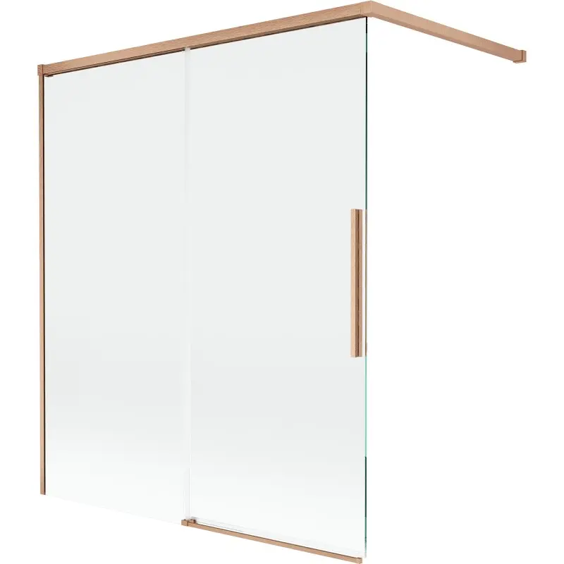MEXEN/S Rox vanová zástěna 2-křídlová posuvná 140 x 150, transparent, měď kartáčovaná 8C9-140-003-65-00