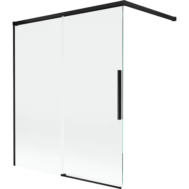 MEXEN/S Rox vanová zástěna 2-křídlová posuvná 140 x 150, transparent, černá 8C9-140-003-70-00