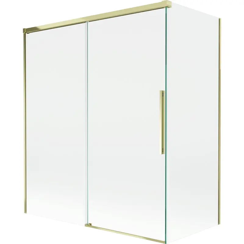 MEXEN/S Rox vanová zástěna 2-křídlová posuvná 140 + 70 x 150, transparent, zlatá 8C9-140-070-50-00