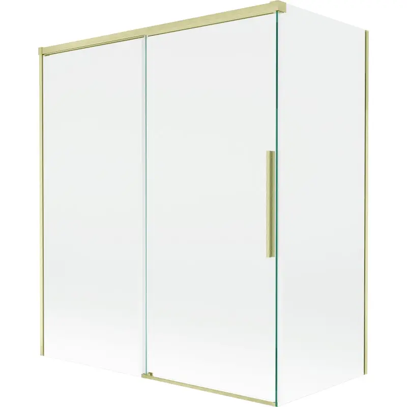MEXEN/S Rox vanová zástěna 2-křídlová posuvná 140 + 70 x 150, transparent, zlatá kartáčovaná 8C9-140-070-55-00