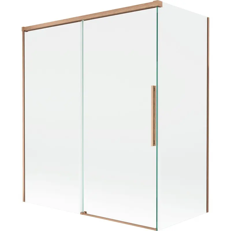 MEXEN/S Rox vanová zástěna 2-křídlová posuvná 140 + 70 x 150, transparent, měď kartáčovaná 8C9-140-070-65-00