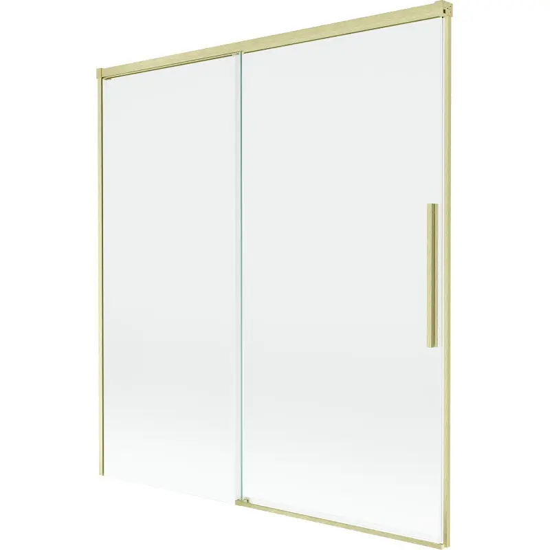 MEXEN/S Rox vanová zástěna 2-křídlová posuvná 150 x 150, transparent, zlatá kartáčovaná 8C9-150-001-55-00