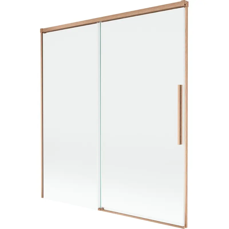 MEXEN/S Rox vanová zástěna 2-křídlová posuvná 150 x 150, transparent, měď kartáčovaná 8C9-150-001-65-00