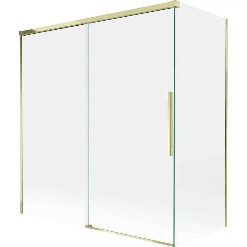 MEXEN/S Rox vanová zástěna 2-křídlová posuvná 150 + 70 x 150, transparent, zlatá 8C9-150-070-50-00