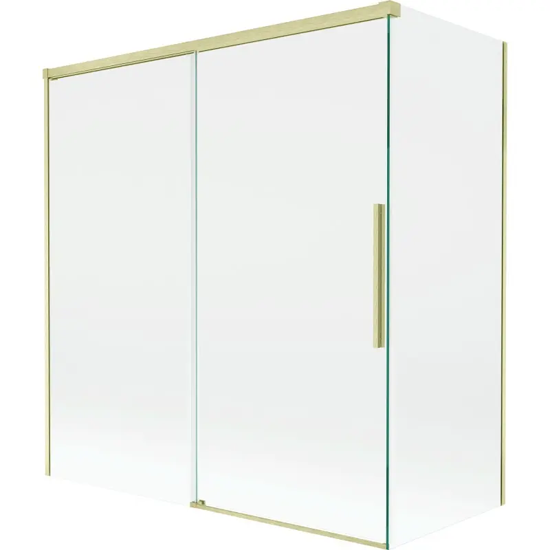 MEXEN/S Rox vanová zástěna 2-křídlová posuvná 150 + 70 x 150, transparent, zlatá kartáčovaná 8C9-150-070-55-00