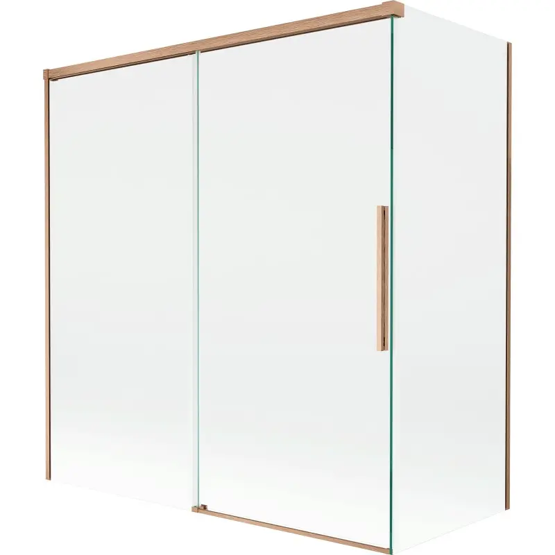 MEXEN/S Rox vanová zástěna 2-křídlová posuvná 150 + 70 x 150, transparent, měď kartáčovaná 8C9-150-070-65-00