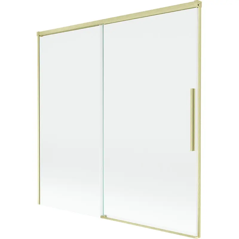 MEXEN/S Rox vanová zástěna 2-křídlová posuvná 160 x 150, transparent, zlatá kartáčovaná 8C9-160-001-55-00