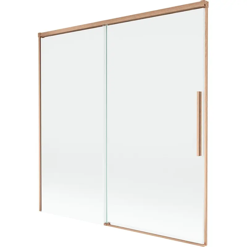 MEXEN/S Rox vanová zástěna 2-křídlová posuvná 160 x 150, transparent, měď kartáčovaná 8C9-160-001-65-00
