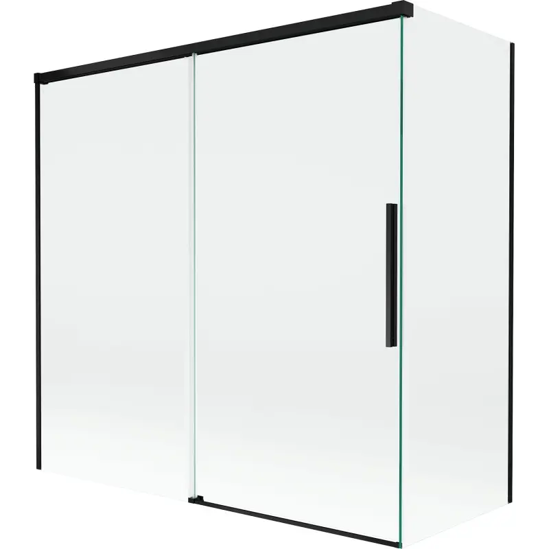 MEXEN/S Rox vanová zástěna 2-křídlová posuvná 160 + 70 x 150, transparent, černá 8C9-160-070-70-00