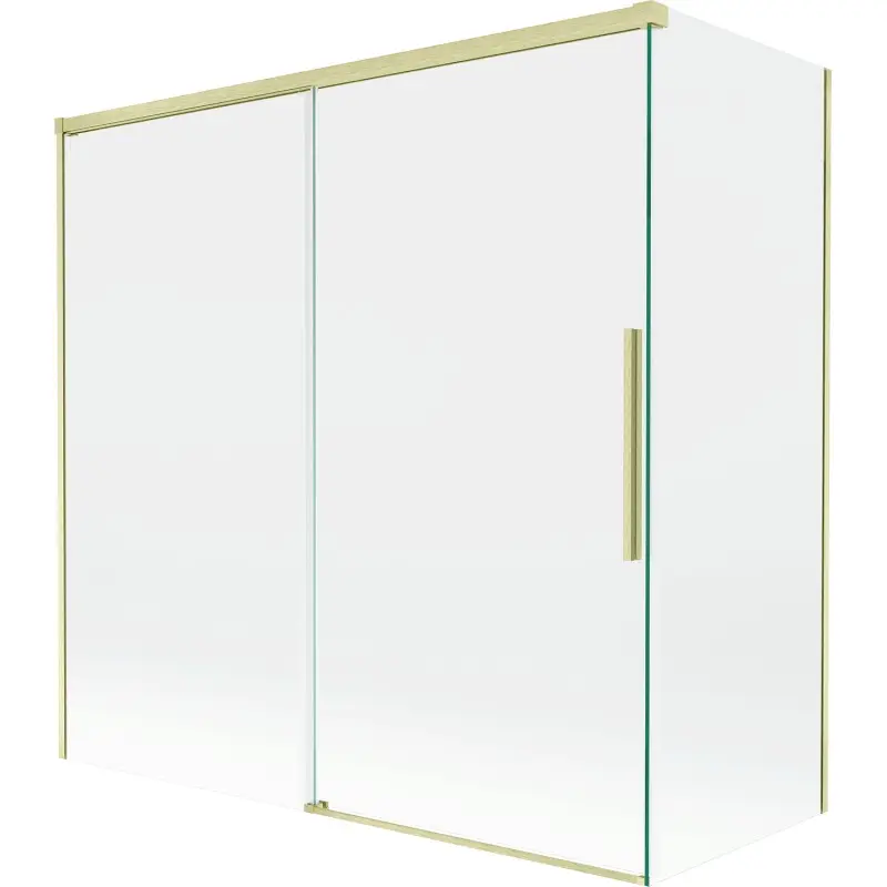 MEXEN/S Rox vanová zástěna 2-křídlová posuvná 160 + 75 x 150, transparent, zlatá kartáčovaná 8C9-160-075-55-00