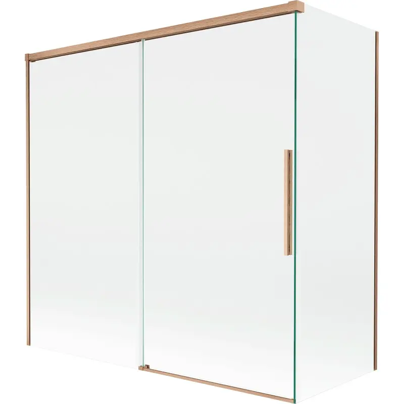 MEXEN/S Rox vanová zástěna 2-křídlová posuvná 160 + 75 x 150, transparent, měď kartáčovaná 8C9-160-075-65-00