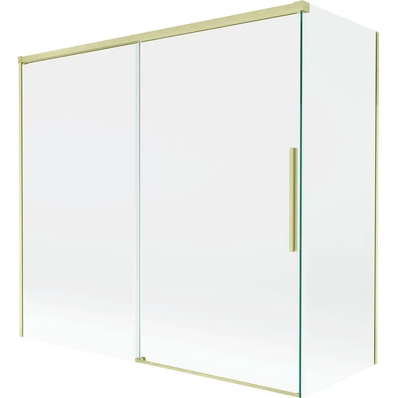 MEXEN/S Rox vanová zástěna 2-křídlová posuvná 170 + 70 x 150, transparent, zlatá kartáčovaná 8C9-170-070-55-00